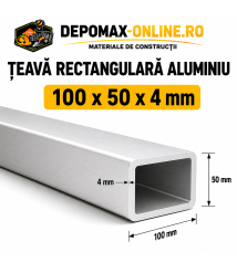 Teava rectangulara aluminiu 100 x 50 x 4 mm, 6 metri (EN AW-6060) Teava rectangulara aluminiu 100 x 50 x 4 mm, 6 metri (EN AW-6060)